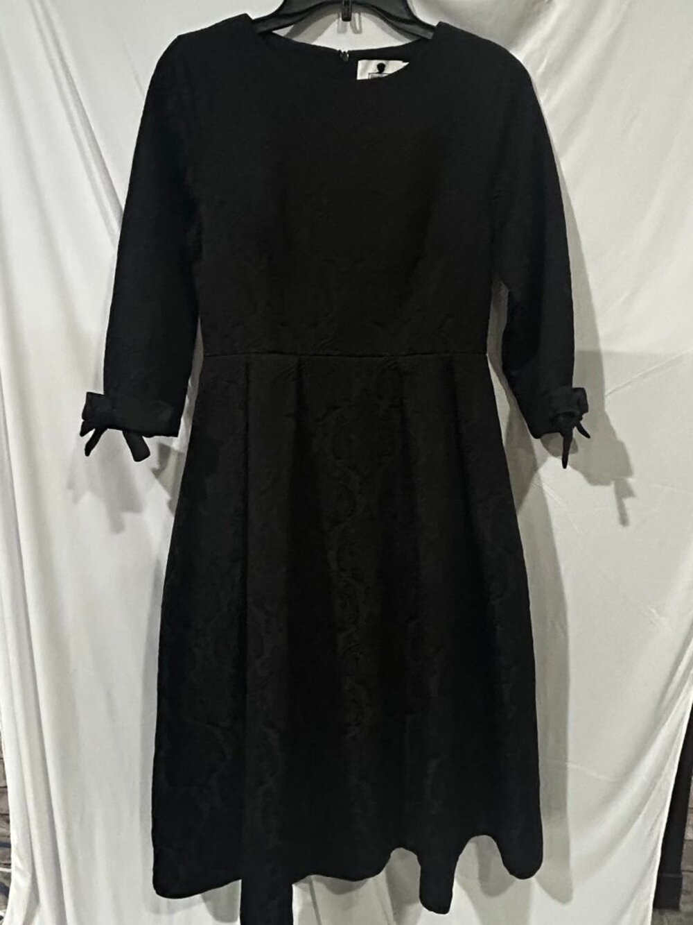 Elegant Black Textured Midi Dress